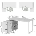 thumbnail image 4 of OXYLIFE 55 Inch Reversible Home Office Desk, Wood L-Shaped Corner Desk, Writing Workstation with Drawer, Shelves and File Cabinet, White, 4 of 9
