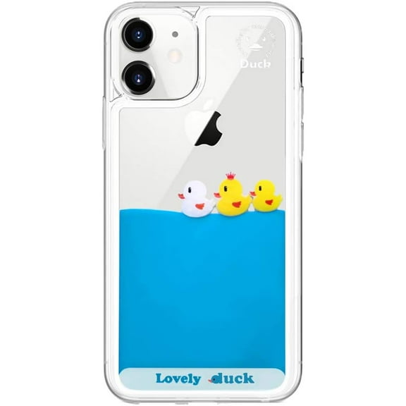 Fusicase for iPhone 11 Liquid Case Cute Funny Cartoon Duck Flowing Floating Moving Water Clear Protective Cover with Transparent Hard PC Slim Ultra Thin Quicksands Case for iPhone 11