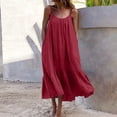 thumbnail image 2 of B91xZ Robes Grande Taille Sans Manches Imprimé Floral Rétro Col en V à Franges Robes Midi Bohémiennes, Rouge m, 2 of 4