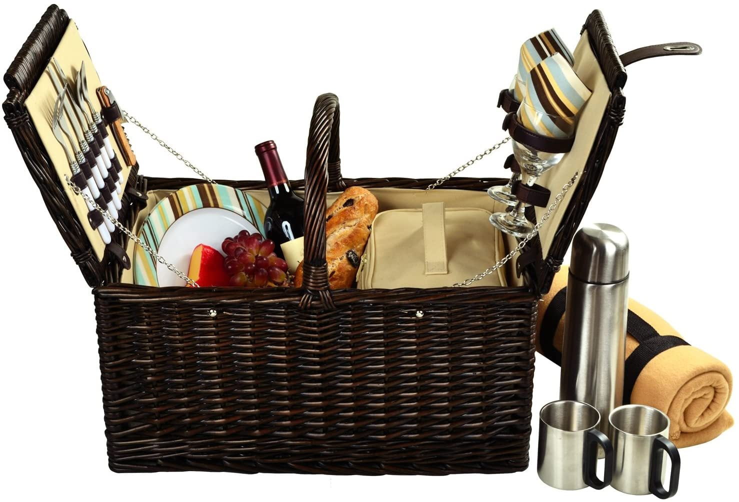 picnic basket and blanket