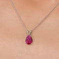 thumbnail image 3 of Gem Stone King 10K White Gold Red Created Ruby Pendant Necklace for Women | 2.21 Cttw | Gemstone July Birthstone | Pear Shape 10X7MM | With 18 inch Chain, 3 of 6