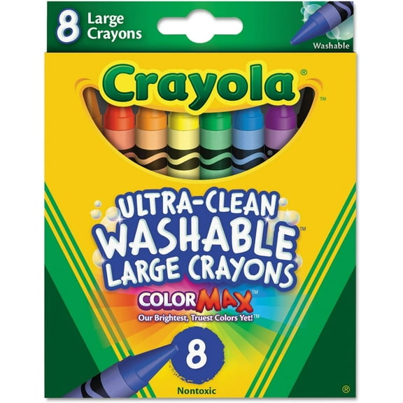 Crayola 523280 Ultra-Clean Washable Crayons, Large, 8 Colors/Box