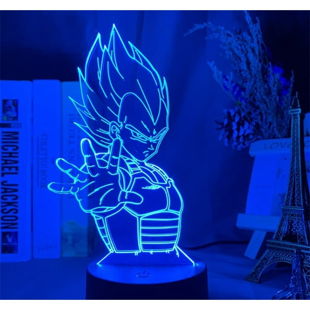 Anime Goku Vegeta 3D Led Night Light Dragon Ball Z lámpara de mesa para niños, decoración de la habitación de la cama, regalos de cumpleaños y Navidad para niños
