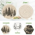 thumbnail image 4 of Yayeee 6 PCS Drink Coasters with Holder Set Woven Absorbent Round Tabletop Hot Pad, Hand Drawn Christmas Trees, 4 of 7