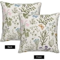 thumbnail image 5 of Floral Pillow Covers 18 x 18 Set of 2 Botanical Plant Decorative Throw Pillow Cover Spring Flower Linen Outdoor Pillowcases Farmhouse Home Decor for Couch Bed Sofa, -P0424-PC004, Green, 5 of 6
