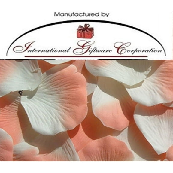Ivory / Peach - Two Tone - 100 Silk Rose Petals Wedding Favors - Solid Colors - Wedding Reception and Party Supplies