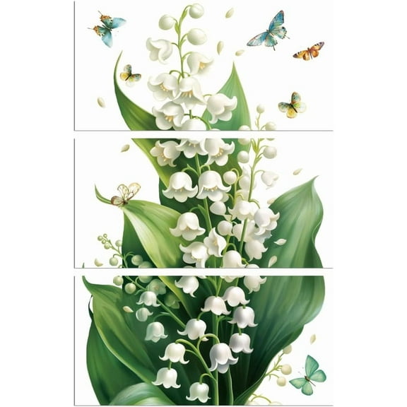 Rub on Transfer Decals for Furniture Crafts 6"x12" 3Pcs Lily of The Valley and Butterfly Waterproof UV Transfer Decals Sticker for Dresser Glass Porcelain Wood Plastic