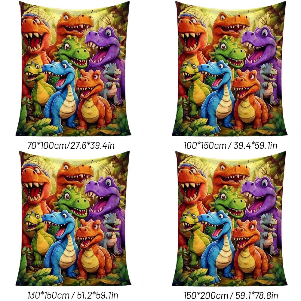Cute Smiling Dinosaurs HD Digital Print Flannel Blanket, Cozy Funny Throw Dinosaurs Blanket Party Decorations,Fuzzy Lightweight Throw for Toddler Adults, Birthday for Kids Boys Girls