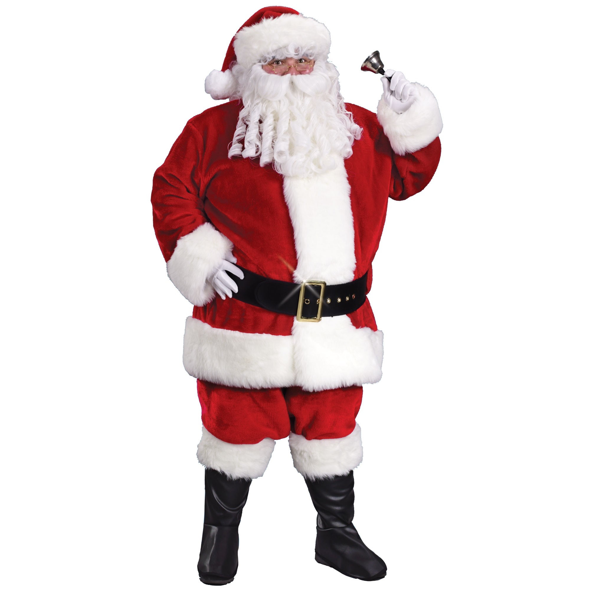 Adult Fancy Dress Santa Clause Second Skin Suit Beard Belt Mens Costume Body 