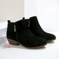 thumbnail image 4 of Black Ladies Suede Short Boots With Block Heel Comfortable Elevated Design For Outdoor Fall Winter Use, 4 of 9