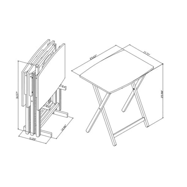 Foldable 5pcs XL Oversized TV Tray Tables Set (4 TV Trays,1