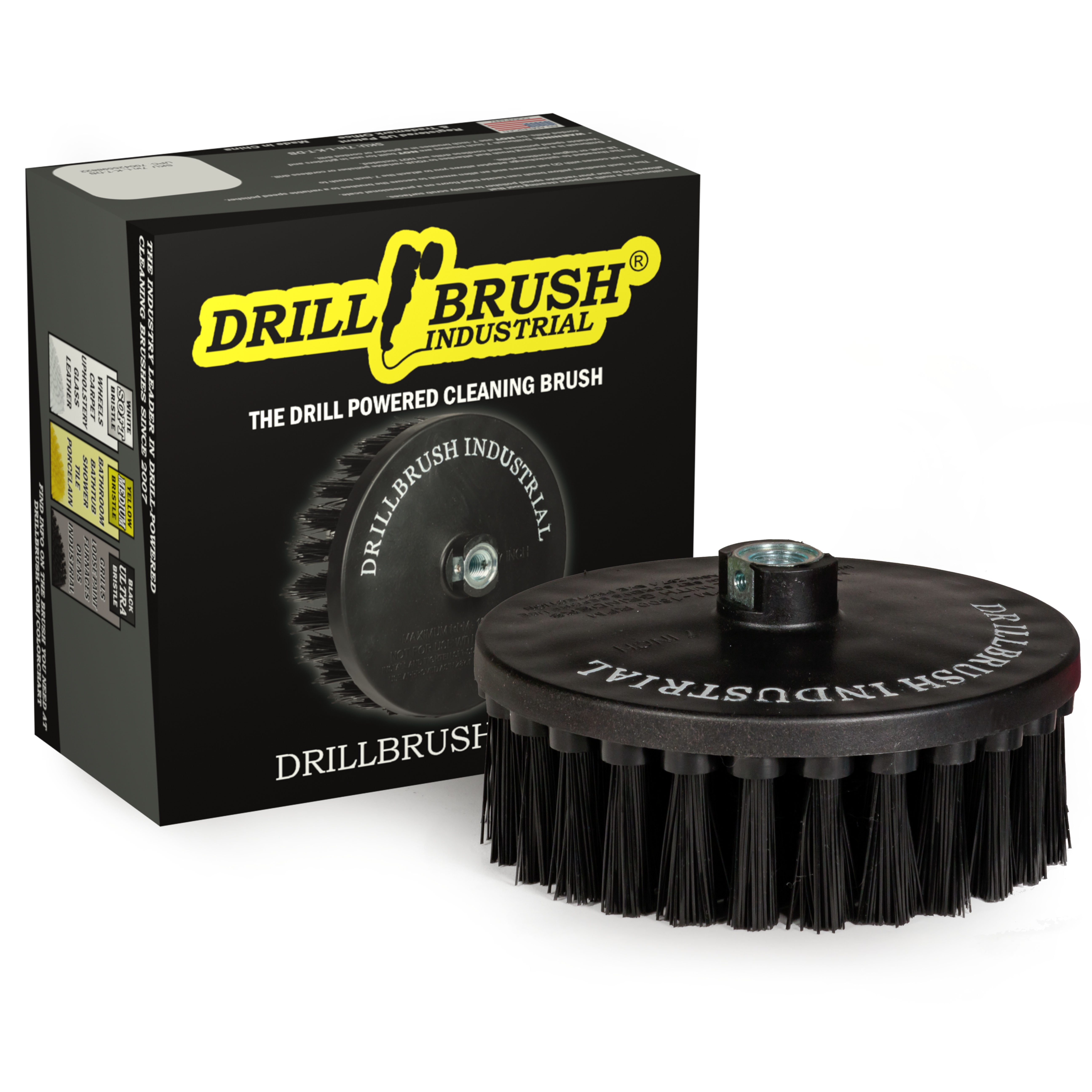 7 inch diameter Black Stiff bristle Powered Scrub Brush for Rotary