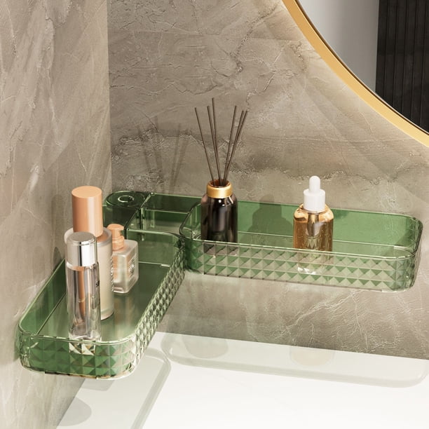 Bathroom Counter Corner Shelf Kitchen Wall Mounted Organizer No Drill Acrylic Hanging Rack Drainage Storage Holders For Bathroom Kitchen