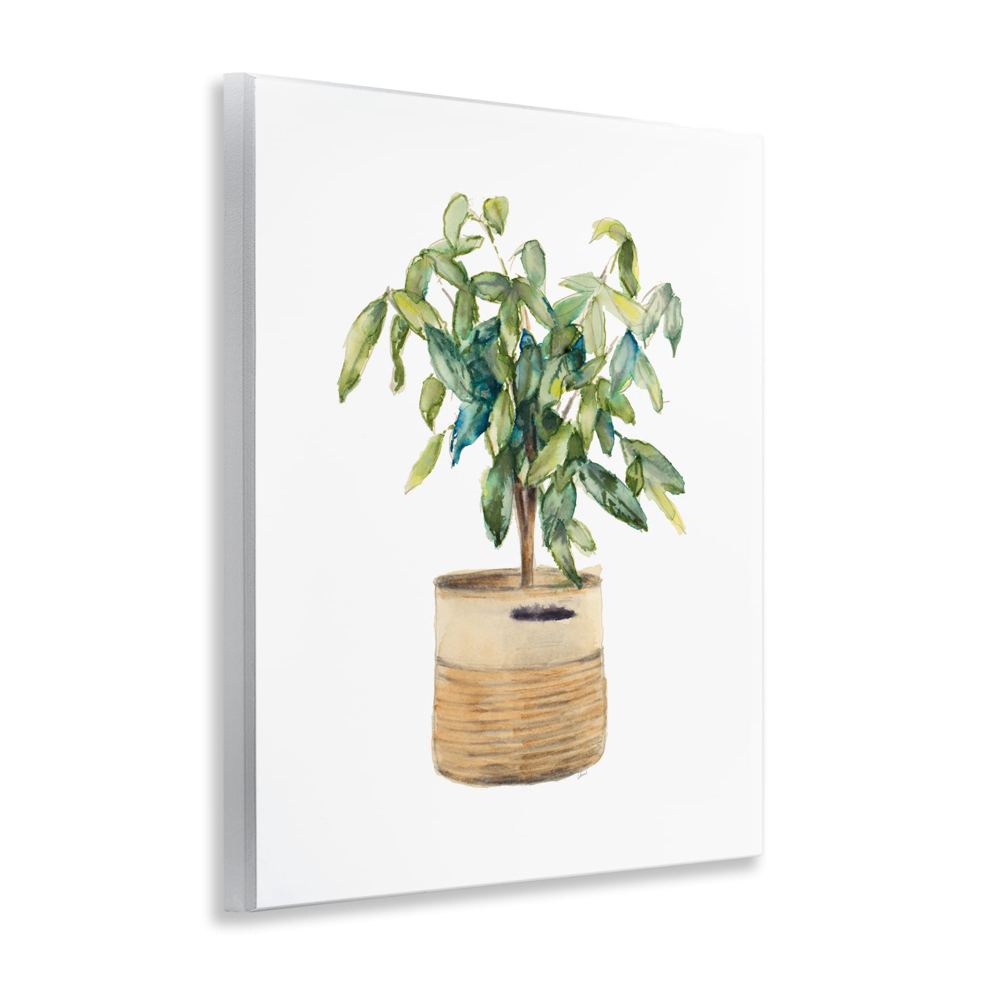 Stupell Industries Potted Plant Greenery Botanical & Floral Painting Unframed Art Print Wall Art, 11 x 14