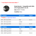 thumbnail image 2 of Brake Booster - Compatible with 2006 - 2012 Toyota RAV4 3.5L V6 2007 2008 2009 2010 2011, 2 of 2