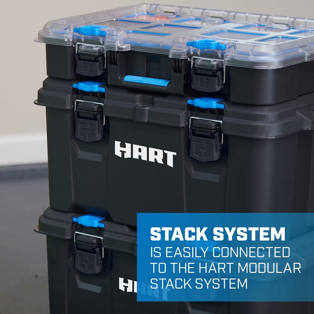HART Stack System Tool Box with Small Blue Organizer & Dividers, Fits  HART's Modular Storage System