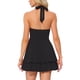 thumbnail image 3 of Vestido Halter para Mujer Inspire Chic, Escote en V Profundo, Espalda Descubierta, Vestido Mini de Fiesta, Negro, Talla S, 3 of 6
