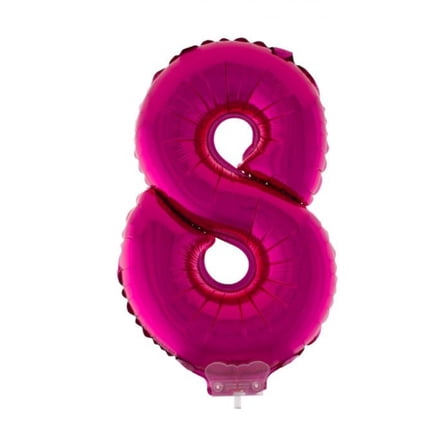 Balloon-Foil on Stick-Number 8-16" Pink