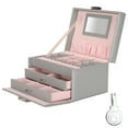 thumbnail image 3 of Jewelry Box,Three Layer Jewelry Storage Leather Jewelry Box Jewelry Storage Box Convenient Use, 3 of 8