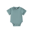 thumbnail image 2 of Musuos Baby Girls Boys Summer Romper 3 6 12 18M Infant Short Sleeve Crewneck Solid Color Casual Jumpsuit, 2 of 10