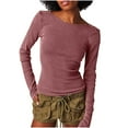 thumbnail image 2 of Yuwull Going Out Tops For Women Women's Sexy Backless Loose Shirt Long Sleeve Open Back Ribbed Tee Top Blouse, 2 of 7