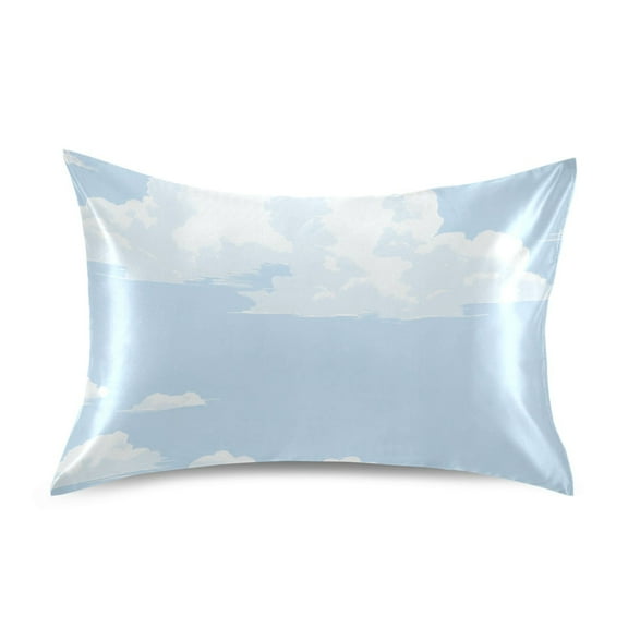 Fluffy Clouds Satin Pillowcase 20''x26'' Double-Sided Print Soft Wrinkle Resistant