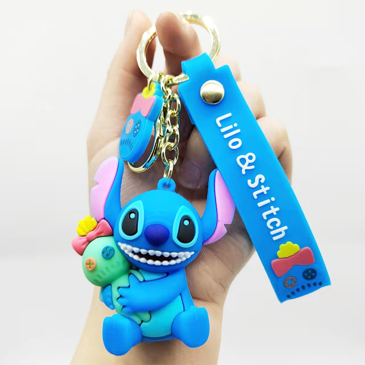 Lilo & Stitch 3D Silicone Keychain Key Chain Ring Pendant Game New