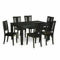 Dining Room Set with 6 Table & 6 Chairs, Black - 7 Piece