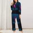 thumbnail image 2 of Pajamas for Women Set - Human Hands Holds Pink Ribbon Awareness Comfy Long Sleeve Button Up Pajama Sets for Women 2 Piece, Soft Sleepwear Nightwear Pjs Lounge Sets for Women with Pockets, 2 of 6