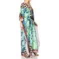 thumbnail image 4 of Sakkas Georgettina Flowy Rhinestone V Neck Long Caftan Dress / Cover Up - Turquosie / Black - One Size, 4 of 5