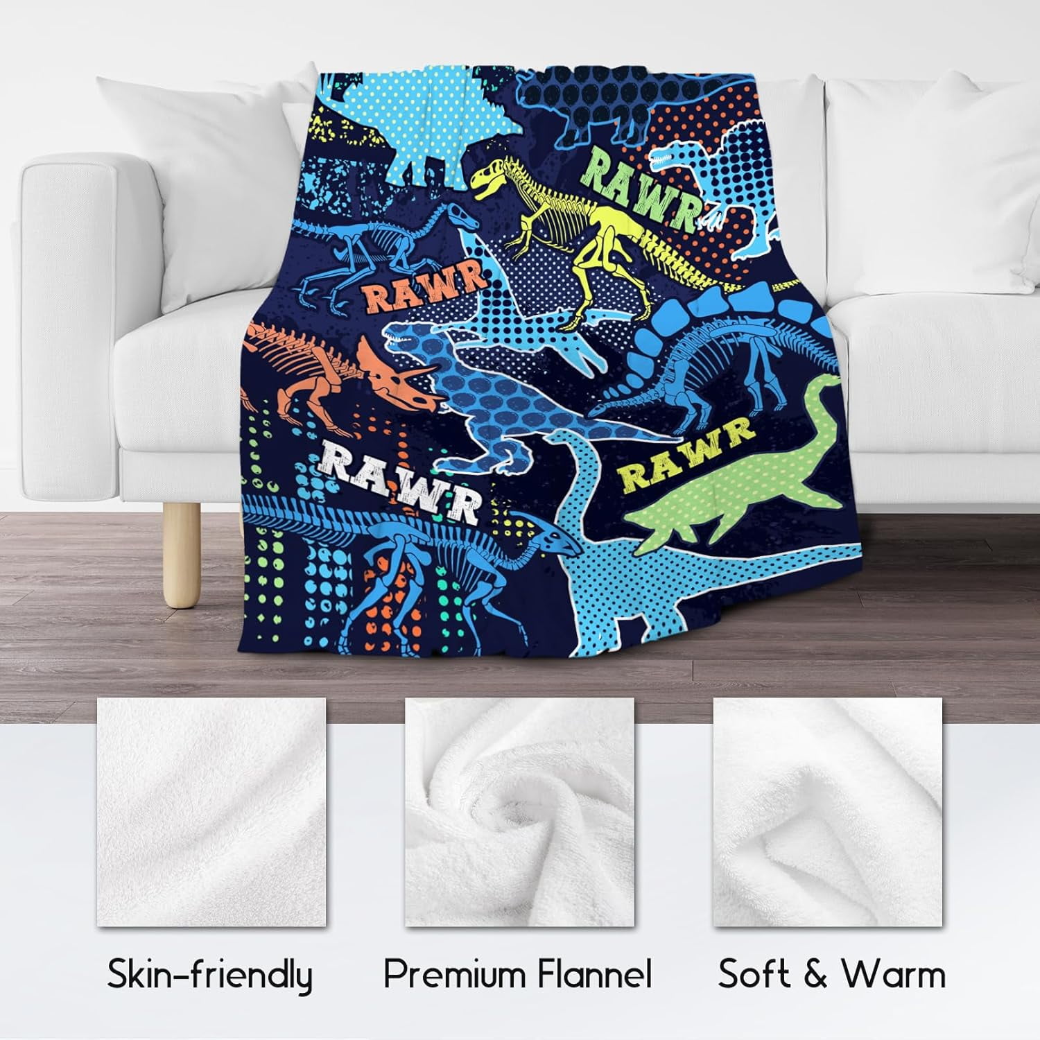 Dinosaur Blanket for Boys, Dinosaur Gifts for Boys Kids, 40"x50" Kids Blankets for Boys Son, Dinosaur Throw Blanket for Couch Office, Soft Fuzzy Cozy Throw Blanket Dinosaur Room Decor