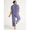 thumbnail image 3 of Joyspun Women's Dreamy Soft Collection Notch Collar Short Sleeve Knit Top & Capri Pajama Set, 2-Piece, Sizes XS-3X, 3 of 5