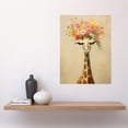 thumbnail image 2 of Cheerful Giraffe with Wildflower Bouquet Hat Spring Camouflage Whimsical Oil Painting Nursery Large Wall Art Poster Print Thick Paper 18X24 Inch, 2 of 5