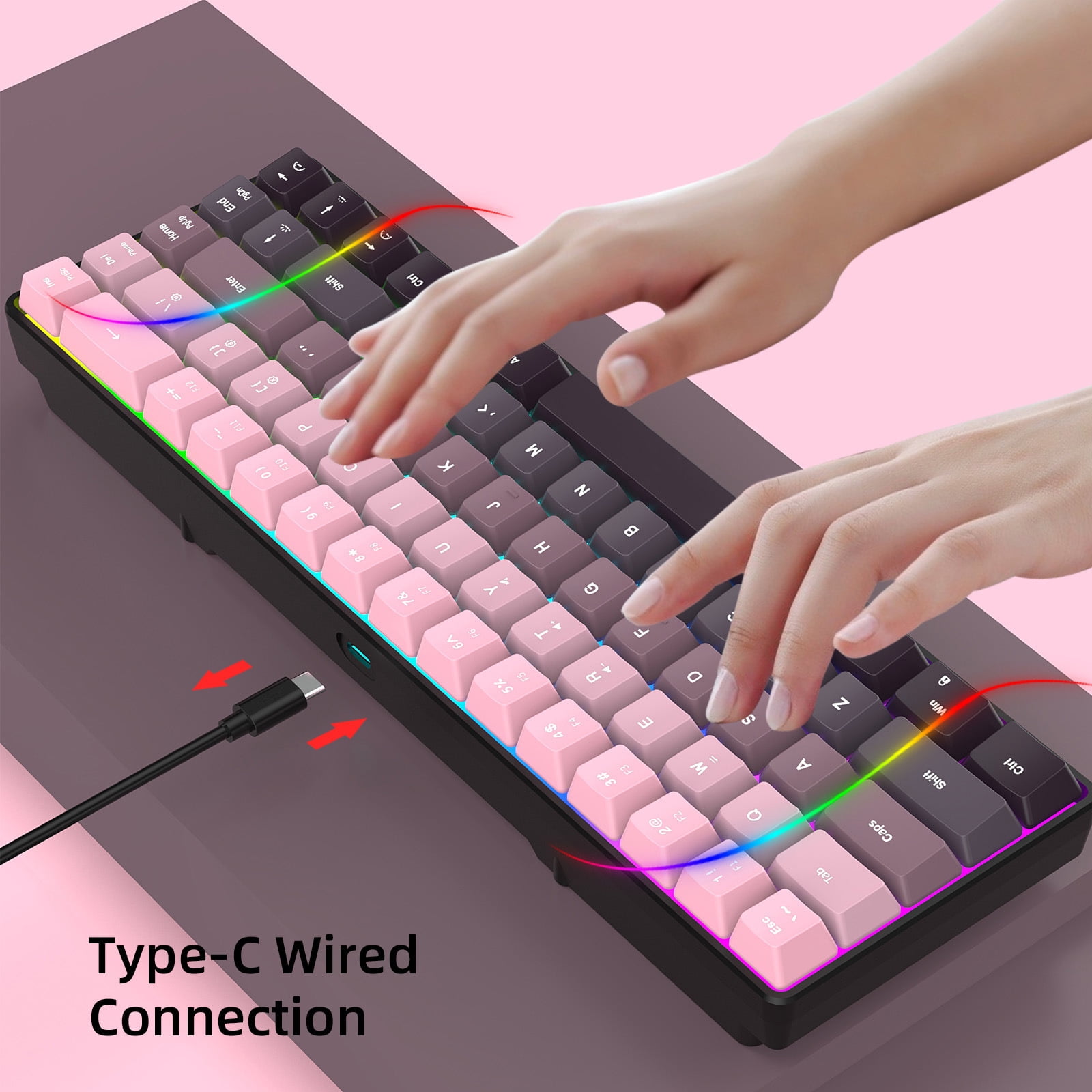 Ergonomic 68 Key Keyboards RGBs Backlits IP54 Dustproof Spill Resistant 25 Key Rollover For Gaming Office Use