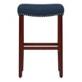 thumbnail image 3 of 29" Inch Upholstered Backless Saddle Seat Counter Stool, Cherry/Navy Blue, 3 of 6
