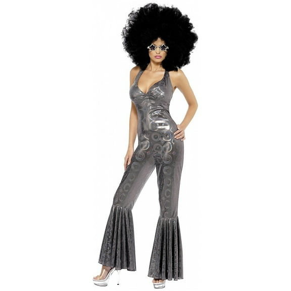 Disco Diva Costume Adult Silver 70s Small Female Fancy Dress Party Book Week Halloween