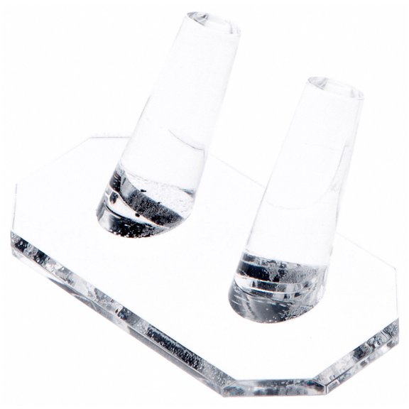 Plymor Clear Acrylic Ring Finger Display, Double, 3.75" W x 2.25" D x 1.75" H