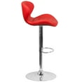 thumbnail image 6 of Flash Furniture 2 Pack Contemporary Red Vinyl Adjustable Height Barstool with Curved Back and Chrome Base, 6 of 8