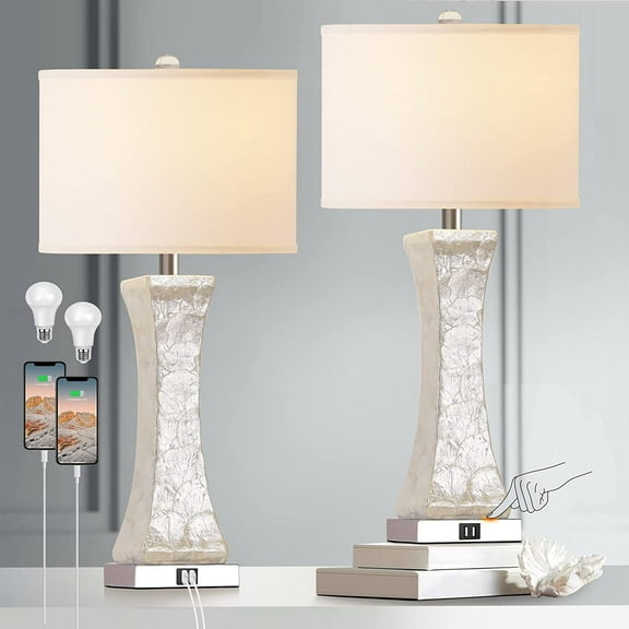 Partphoner 28'' Tall Touch Control Table Lamps Set of 2, 3-Way Dimmable Modern Nightstand Lamp for Living Room Bedroom