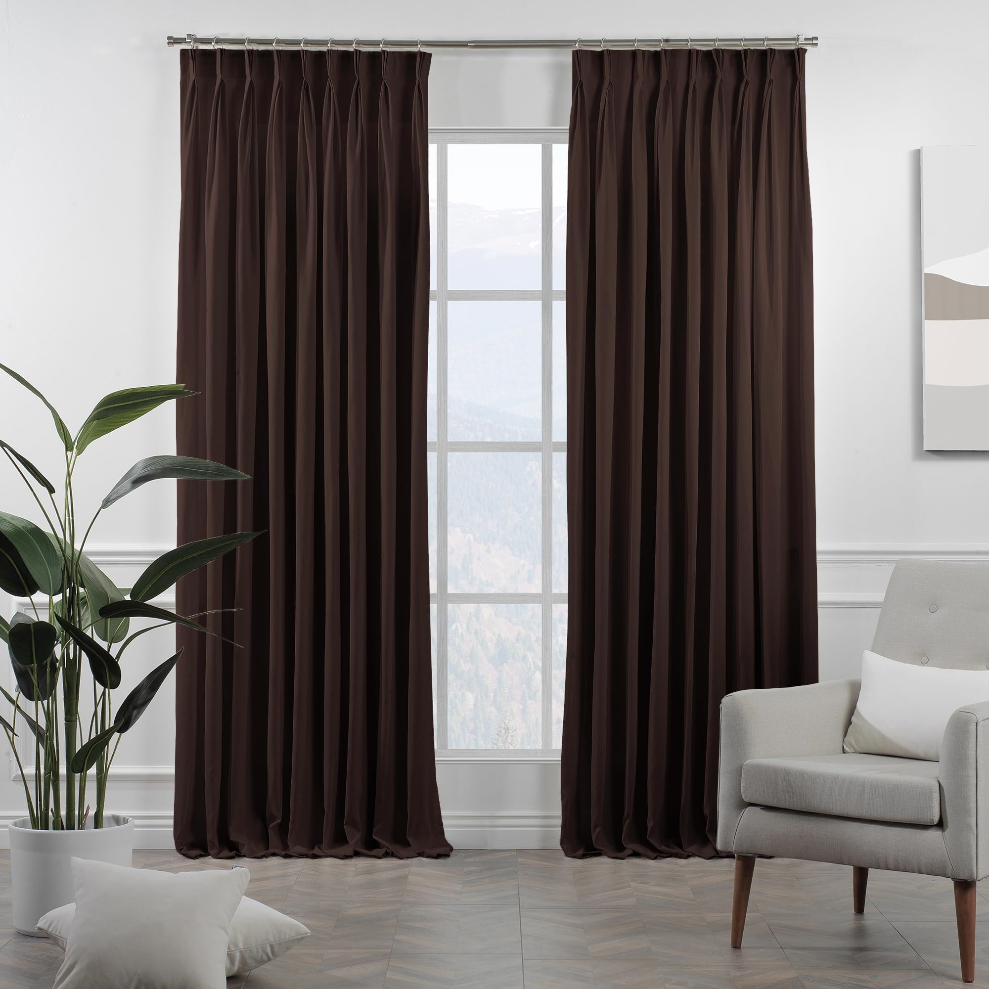 3S Brother's Pinch Pleated Linen Texture Drapes Home Décor Single Panel ...