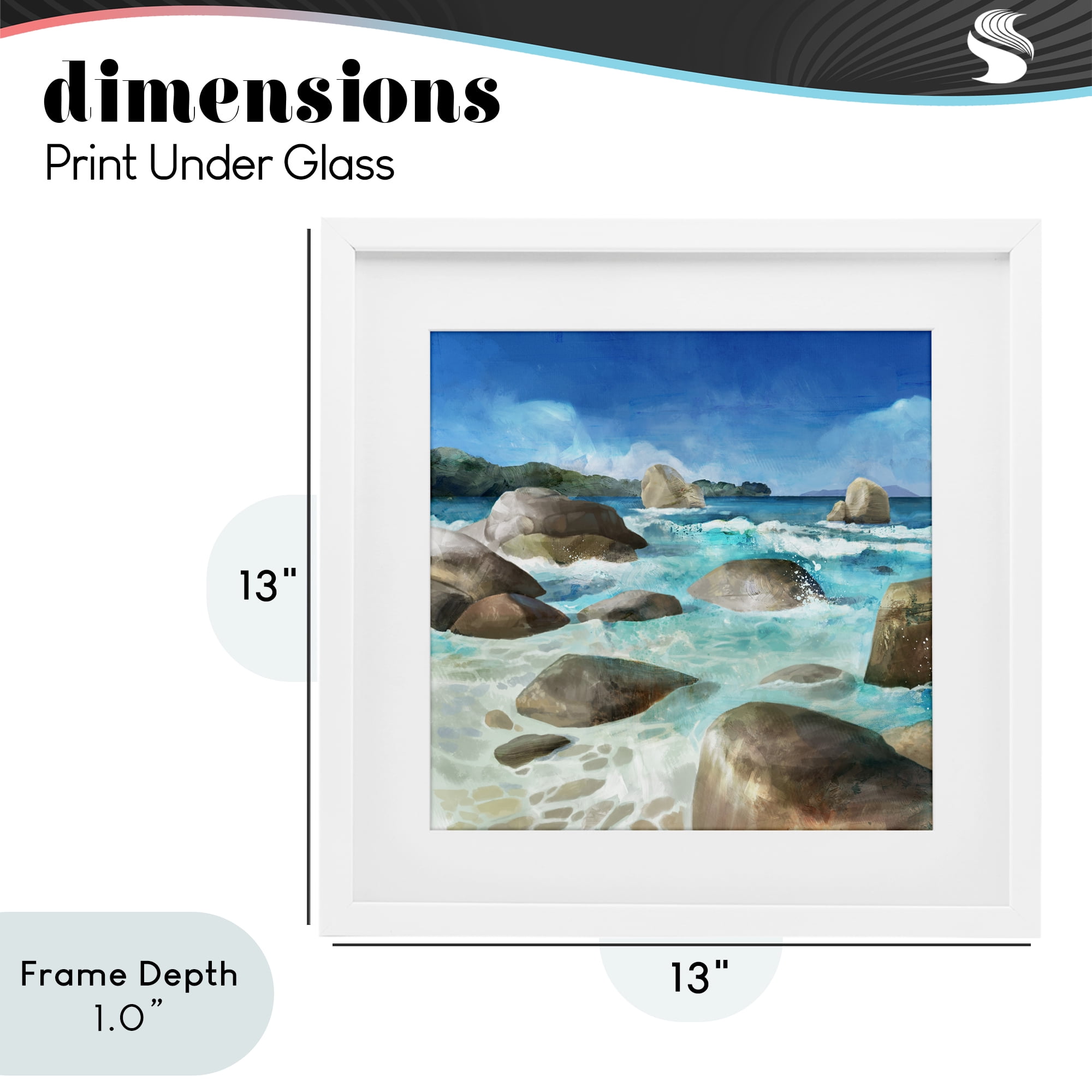 Stupell Industries Low Tide Rocks on Shore White Framed Print Under Glass, design by Mauro Devereaux