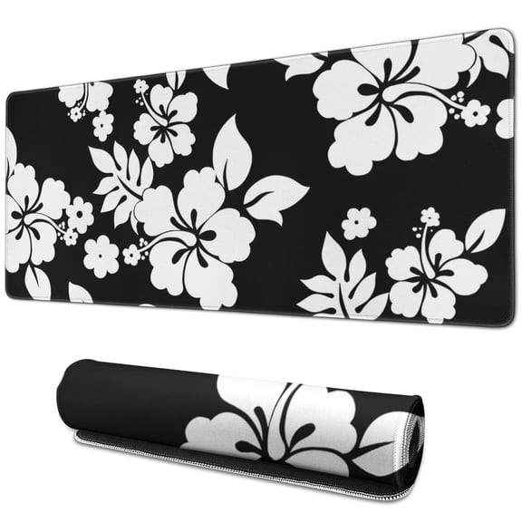 Long Mouse Pads for Desk,Pioneer Flower Floral Print Pattern Desk Mats on Top Of Desks, Desk Mouse Pad Extra Large with 3mm Non-Slip Base and Stitched Edge for Gaming,Office,Work,Home 31.5"x11.8"