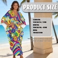 thumbnail image 7 of Xixirimido Vibrant Hippie Flower Print Women’s Plus Size Beach Kaftan Dress V-Neck Batwing Sleeve Swimsuit Cover Up Flowy Caftan Dress for Pool, Cruise & Resort Wear, 7 of 7
