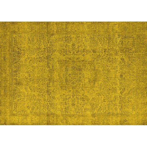 Ahgly Company Indoor Rectangle Oriental Yellow Industrial Area Rugs, 6' x 9'
