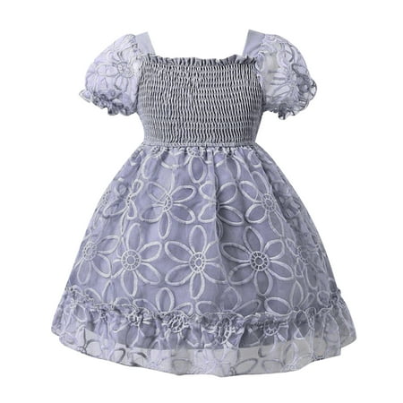 

Qufokar Tulle Dress for Girls Fall Baby Girl Clothes Kids Toddler Baby Girls Spring Summer Print Ruffle Tulle Short Sleeve Party Decorations Princess Dress Holiday Party
