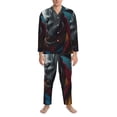 thumbnail image 3 of Naloa Surrealist Goat Men’s Pajamas Set - Long Sleeve Button Down Sleep Shirt and Pajama Bottoms Sleepwear Set-Large, 3 of 7