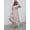 Pink, variant on U.Vomade Elegant Fashion Plus Size V Neck Long Sleeve Floral Print Casual Casual Floral Long Dress High Waist Dress