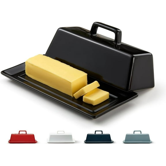 Butter dish with lid, suitable for countertop, ceramic, butter tray, kitchen butter box, butter container, butter rack, can hold butter, microwave and dishwasher safe