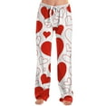 thumbnail image 2 of Women's Drawstring Valentine's Day Printed Casual Pants, Elastic Waist Lounge Pants for Women, Holiday Themed Sleepwear Pajama Pants, Comfortable Fit,Vermilion,2XL, 2 of 7