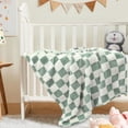 thumbnail image 5 of HOMRITAR Checkered Baby Blanket for Boys Sage Green Fluffy Fuzzy Blankets with 3D Chessboard Grid, Warmer Comfort Reversible Lightweight Bed Blanket for Toddlers Infant or Newborn 30 x 40 Inch C29, 5 of 7